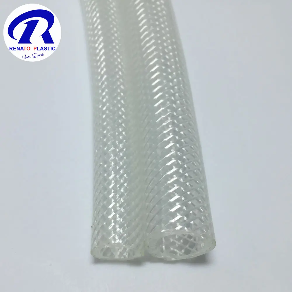 Manguera flexible reforzada con fibra trenzada de PVC transparente